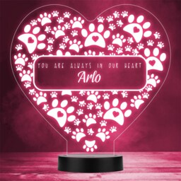 Paw Prints Always in Our Pet Loss Memorial Personalised Gift Colour Night Light - thumbnail 1