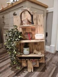 Large Bespoke One Off Solid Oak & Antler Handmade Rustic Shelves Bare Wood Finish Candles Accessories Not Included - thumbnail 1
