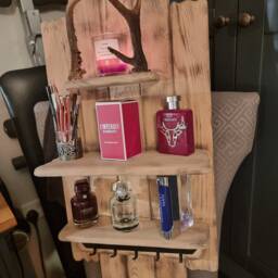 Large Bespoke One Off Solid Oak & Antler Handmade Rustic Shelves Bare Wood Finish Candles Accessories Not Included - thumbnail 3