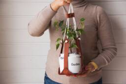 Plant Hanger Leather, Hanging Indoor Planter, Minimalist Plant Hanger, Planter Holder - thumbnail 1