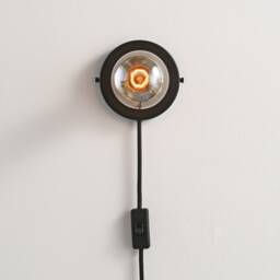 Black Plug-In Wall Sconce - Mid Century Modern Minimal Bedroom Vanity Lighting Lamp For Apartments & Spaces With No J-Box Luna - thumbnail 3