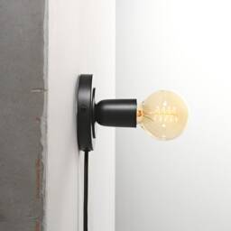 Black Plug-In Wall Sconce - Mid Century Modern Minimal Bedroom Vanity Lighting Lamp For Apartments & Spaces With No J-Box Luna - thumbnail 2