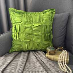 Ruched Texture Solid Pattern, Clover Green Satin, 24x24/26x26 Contemporary Euro Sham - Dreamy - thumbnail 2