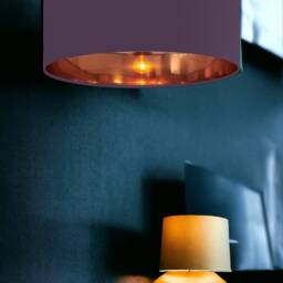 New High Quality Luxury Plum Purple 38 Cotton Fabric Lamp Shade Pendant Light Drum Shape With Metallic Linings - thumbnail 3