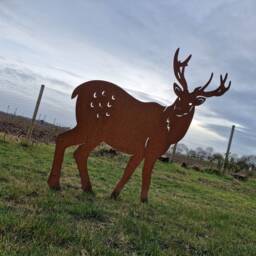 Rusty Metal Stag Garden Statue UK Made Deer Sculpture Ornament - thumbnail 2