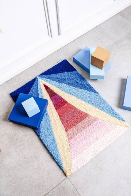 Handmade Indoor Rug Op Art Carpet, Living Room, Bedroom, Felt, Punch Needle, Interior Design, Home Decor, Soft, Wool - image 1