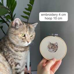 Custom Pet Portrait Embroidered Hoop - Personalized Dog & Cat Ornament - thumbnail 3