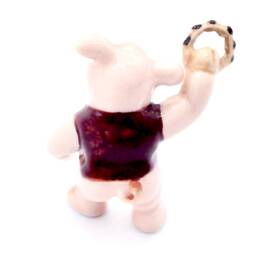 Miniature Ceramic Pig Pork Playing Music Tambourine Animal Pink Brown Figurine Tiny Statue Decoration Collectible Hand Painted Small Figure - thumbnail 3