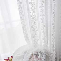 Custom Lace Voile Curtain Sheer Floral Window Treatment - thumbnail 2
