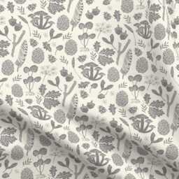 Acorns & Leaves Sheets - Grey Cream By Andrea_Lauren Autumn Fall Block Print Cotton Sateen Sheet Set Bedding Spoonflower - thumbnail 4