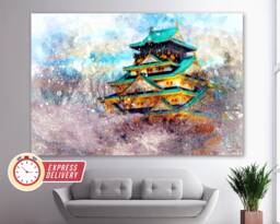 Temple in Japan Canvas Print, Japanese Wall Art, Decor, Asian Architecture - thumbnail 1