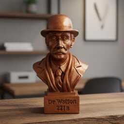 Dr. Watson Figurine Bust, 5.3/4 Inch Tall, Antique Bronze Finish, Handmade & Painted - thumbnail 1