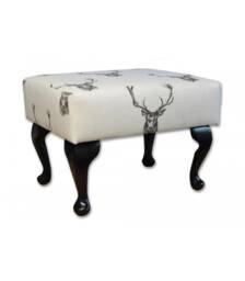 Handmade Stag Print Footstool Queen Anne Style Legs