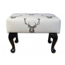 Handmade Stag Print Footstool Queen Anne Style Legs - thumbnail 2