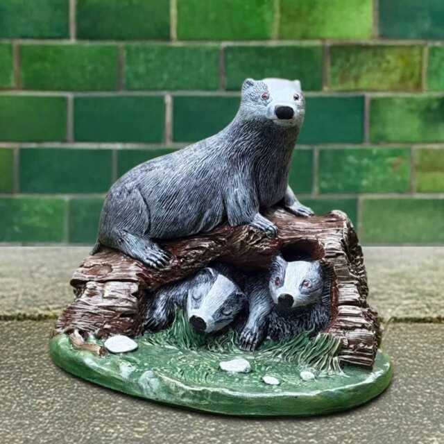 Concrete Badgers Family Statue Outdoor Badger Sculpture Garden Animal Decor Cement Yard Figurine Handmade Stone Lawn Ornament - image 1