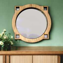 Deco Round Acrylic Mirror Oak Veneer Frame, Custom Sizes - thumbnail 2