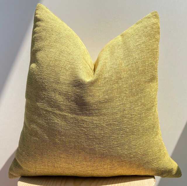 Yellow Linen Pillow, Textured Throw Pillow Cover, Decorative Cushion - image 1