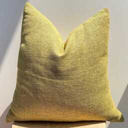Yellow Linen Pillow, Textured Throw Pillow Cover, Decorative Cushion - thumbnail 1