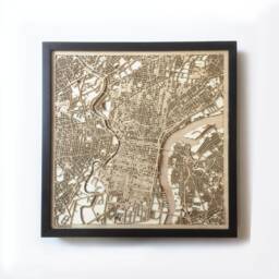 Philadelphia Wooden Map Art - Laser Cut City Streets, Framed Wall Decor - thumbnail 1