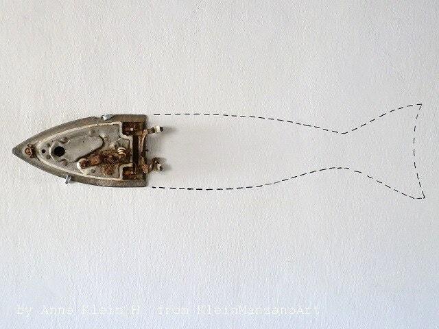 Fish Art, Recycled Metal, Wall Sculpture, Assemblage Diy Concept, Anne Klein H - image 1