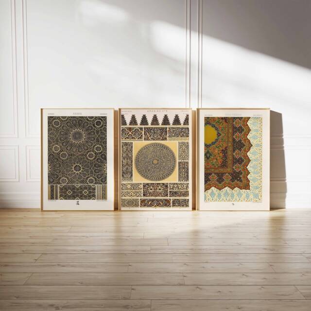 Arabic Pattern Prints, Islamic Decor, Middle Eastern Poster Set, Wall Art, Posters, Mughal Muslim Gift, Art - image 1