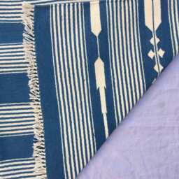 8x10 Denim Stripes Cotton Rug Dhurrie - Room Size - thumbnail 3