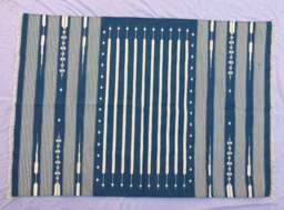 8x10 Denim Stripes Cotton Rug Dhurrie - Room Size - thumbnail 1