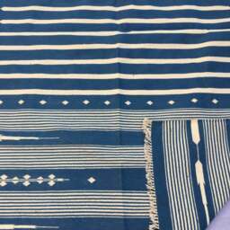 8x10 Denim Stripes Cotton Rug Dhurrie - Room Size - thumbnail 2