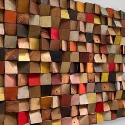 Colorful Reclaimed Wood Wall Art - Handcrafted Sound Diffuser - thumbnail 2