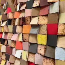 Colorful Reclaimed Wood Wall Art - Handcrafted Sound Diffuser - thumbnail 4
