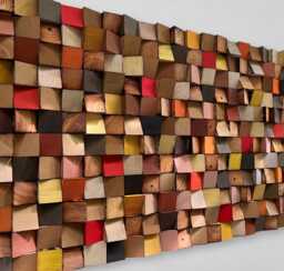 Colorful Reclaimed Wood Wall Art - Handcrafted Sound Diffuser - thumbnail 1