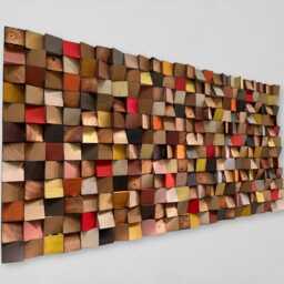 Colorful Reclaimed Wood Wall Art - Handcrafted Sound Diffuser - thumbnail 3