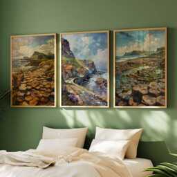 Set Of 3 Giants Causeway Posters, Northern Ireland Prints, Coastal Landscape Wall Art, Irish Travel Poster Set, Nature Decor Gift - thumbnail 4