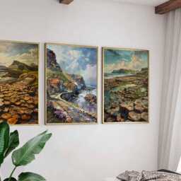 Set Of 3 Giants Causeway Posters, Northern Ireland Prints, Coastal Landscape Wall Art, Irish Travel Poster Set, Nature Decor Gift - thumbnail 3