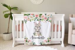First Easter Gift, Personalized Baby Blanket, Bunny Shower Gift Birthday Animal
