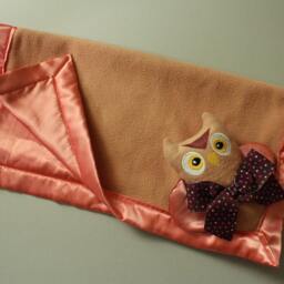 Handmade Owl Security Blanket Fleece & Satin Baby Lovey - thumbnail 3