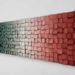 Handmade Wood Wall Art - Green Red Decor Ombre Sound Diffuser - thumbnail 2