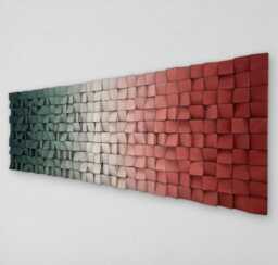 Handmade Wood Wall Art - Green Red Decor Ombre Sound Diffuser