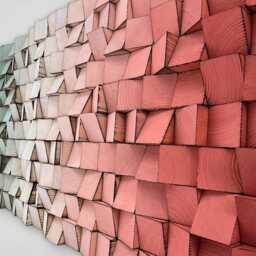 Handmade Wood Wall Art - Green Red Decor Ombre Sound Diffuser - thumbnail 3