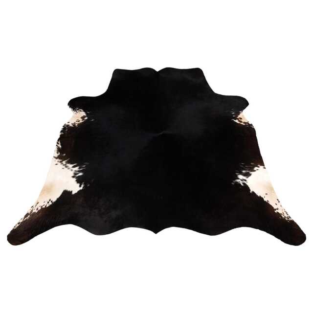 Small Cowhide Decor Rug - Elegant Dark Brown & White Hair-On Leather - image 1