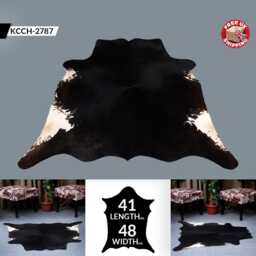Small Cowhide Decor Rug - Elegant Dark Brown & White Hair-On Leather - thumbnail 2