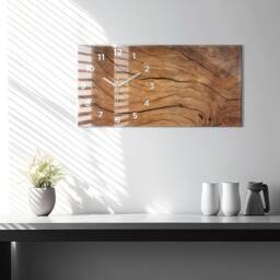Old Wood Printed Clock, Brown Personalized Nature Modern Wall Tempered Glass Clock - thumbnail 1