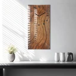Old Wood Printed Clock, Brown Personalized Nature Modern Wall Tempered Glass Clock - thumbnail 2