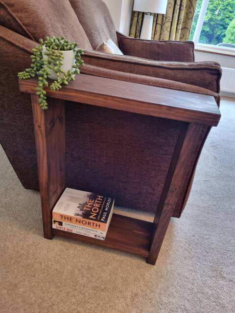 Solid Wood Narrow End Table Sofa Side Table, Made in UK - image 1