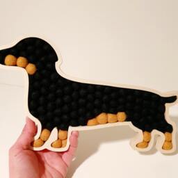 Dachshund/Sausage Dog Made From Sustainable Plywood & Wool Felt Balls. Wall Hanging Or Free Standing - thumbnail 4