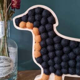Dachshund/Sausage Dog Made From Sustainable Plywood & Wool Felt Balls. Wall Hanging Or Free Standing - thumbnail 3