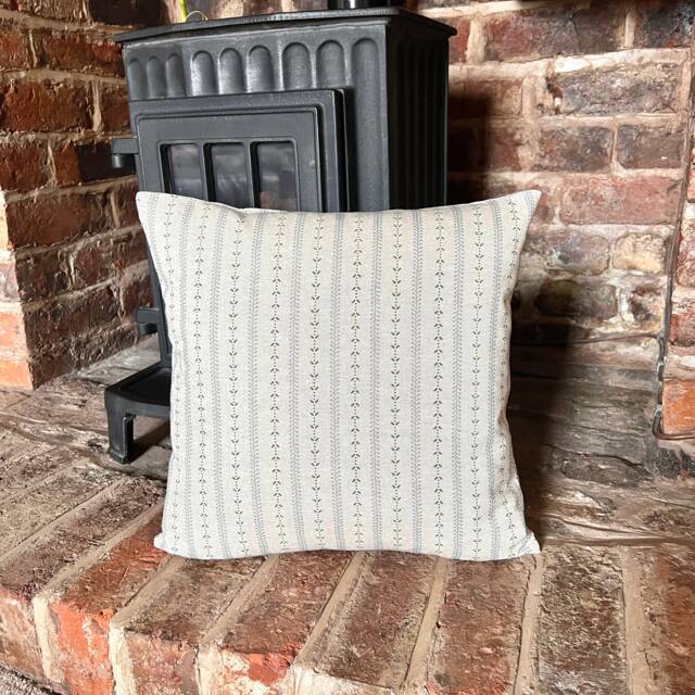 1378. Green/Grey Selby Stripe Linen Look 100% Cotton Cushion Cover - image 1