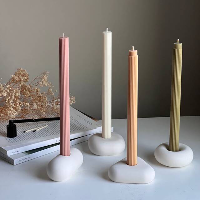 Geometric Jesmonite Candlestick Holder Minimalist Table Decor - image 1