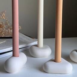 Geometric Jesmonite Candlestick Holder Minimalist Table Decor - thumbnail 3