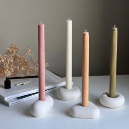 Geometric Jesmonite Candlestick Holder Minimalist Table Decor - thumbnail 1
